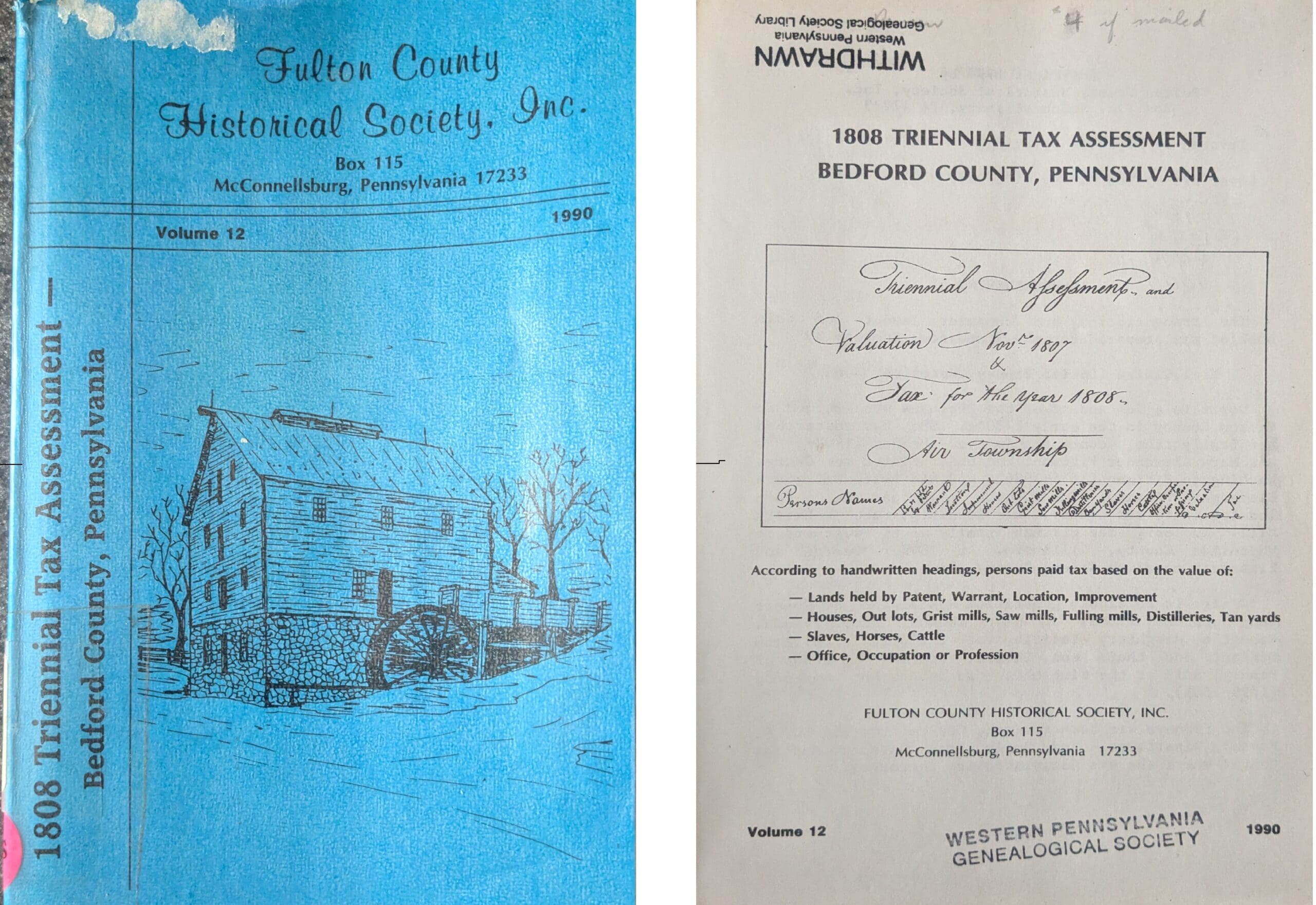 994. 1808 Triennial Tax Assessment, Bedford County, PA