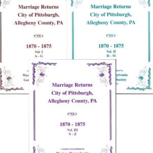 Marriage Returns, Pittsburgh, 1870-1875, Three Volumes